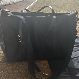 Tory Burch black nylon diaper bag